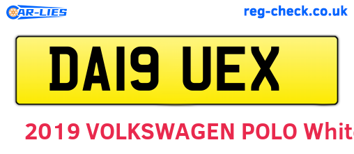 DA19UEX are the vehicle registration plates.