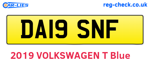 DA19SNF are the vehicle registration plates.
