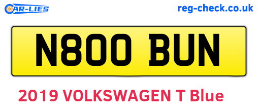 N800BUN are the vehicle registration plates.