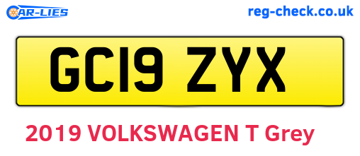 GC19ZYX are the vehicle registration plates.