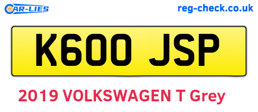 K600JSP are the vehicle registration plates.