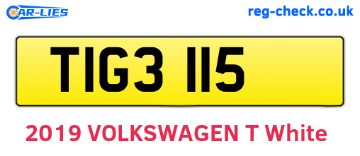 TIG3115 are the vehicle registration plates.