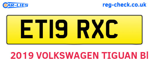 ET19RXC are the vehicle registration plates.