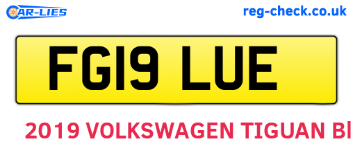 FG19LUE are the vehicle registration plates.