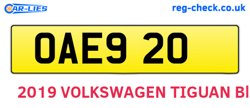 OAE920 are the vehicle registration plates.