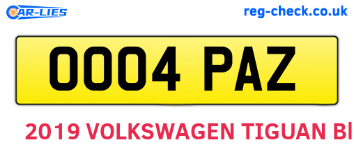 OO04PAZ are the vehicle registration plates.