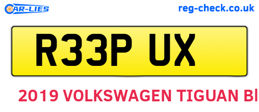 R33PUX are the vehicle registration plates.