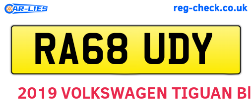 RA68UDY are the vehicle registration plates.