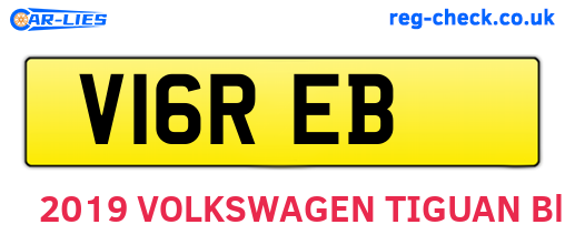 V16REB are the vehicle registration plates.
