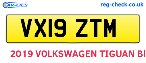 VX19ZTM are the vehicle registration plates.