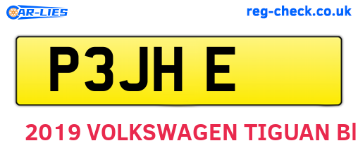 P3JHE are the vehicle registration plates.