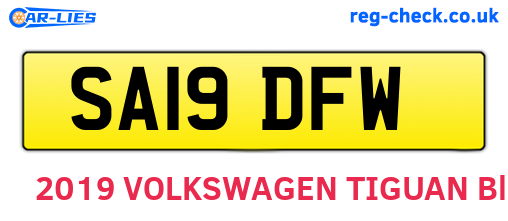 SA19DFW are the vehicle registration plates.
