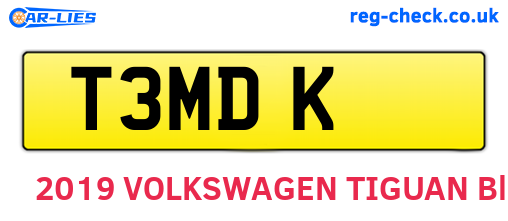T3MDK are the vehicle registration plates.