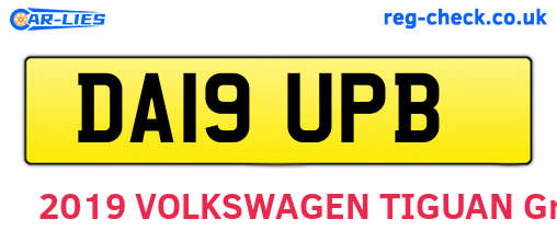 DA19UPB are the vehicle registration plates.