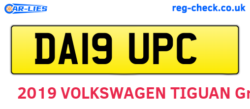 DA19UPC are the vehicle registration plates.