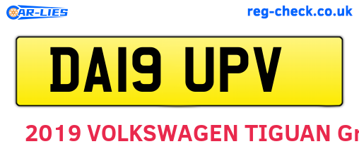 DA19UPV are the vehicle registration plates.