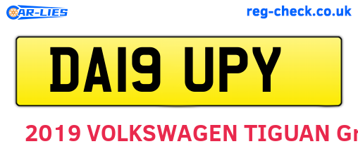 DA19UPY are the vehicle registration plates.