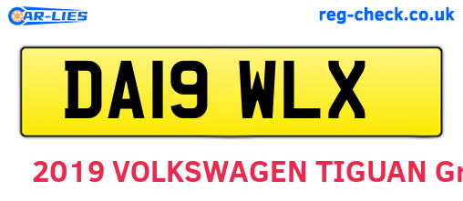 DA19WLX are the vehicle registration plates.
