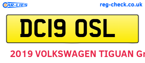 DC19OSL are the vehicle registration plates.
