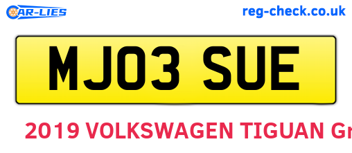 MJ03SUE are the vehicle registration plates.