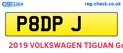 P8DPJ are the vehicle registration plates.