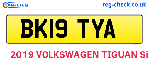 BK19TYA are the vehicle registration plates.