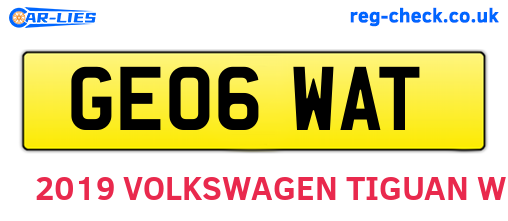 GE06WAT are the vehicle registration plates.