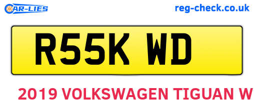 R55KWD are the vehicle registration plates.