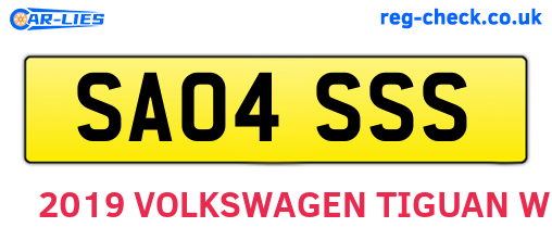 SA04SSS are the vehicle registration plates.
