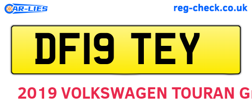 DF19TEY are the vehicle registration plates.