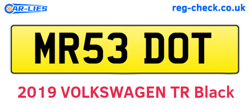 MR53DOT are the vehicle registration plates.