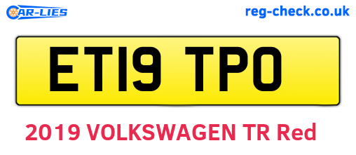 ET19TPO are the vehicle registration plates.