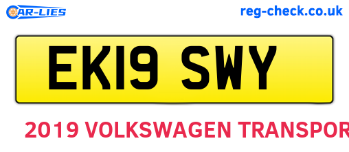 EK19SWY are the vehicle registration plates.