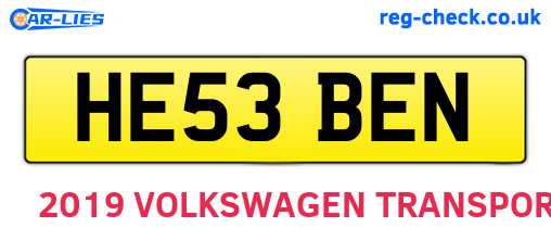 HE53BEN are the vehicle registration plates.