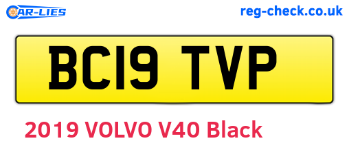 BC19TVP are the vehicle registration plates.