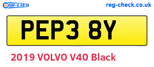 PEP38Y are the vehicle registration plates.
