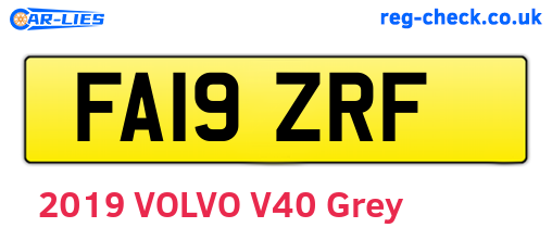 FA19ZRF are the vehicle registration plates.
