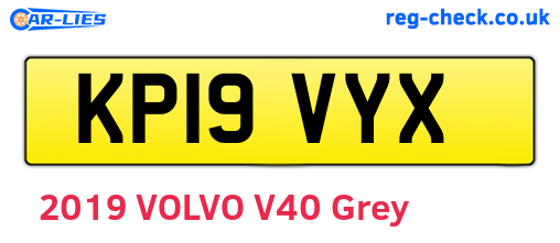 KP19VYX are the vehicle registration plates.
