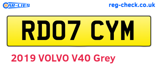 RD07CYM are the vehicle registration plates.