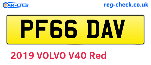 PF66DAV are the vehicle registration plates.