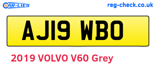 AJ19WBO are the vehicle registration plates.