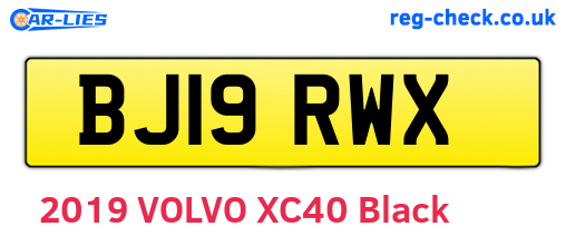 BJ19RWX are the vehicle registration plates.