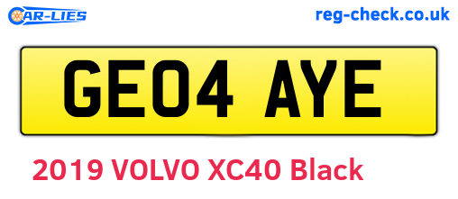 GE04AYE are the vehicle registration plates.