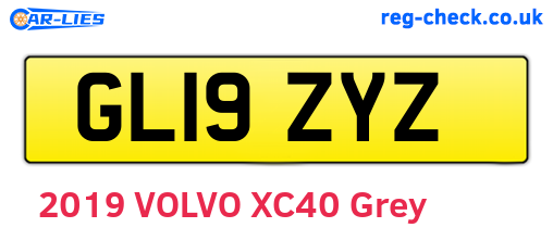 GL19ZYZ are the vehicle registration plates.