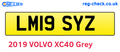 LM19SYZ are the vehicle registration plates.