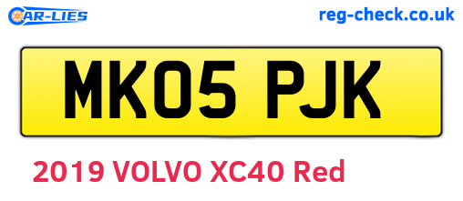 MK05PJK are the vehicle registration plates.