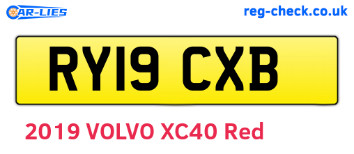 RY19CXB are the vehicle registration plates.