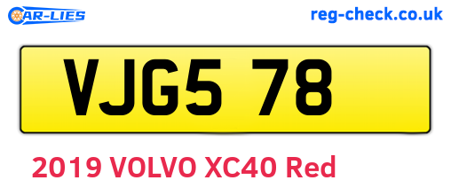 VJG578 are the vehicle registration plates.