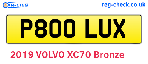 P800LUX are the vehicle registration plates.