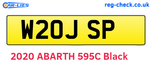 W20JSP are the vehicle registration plates.